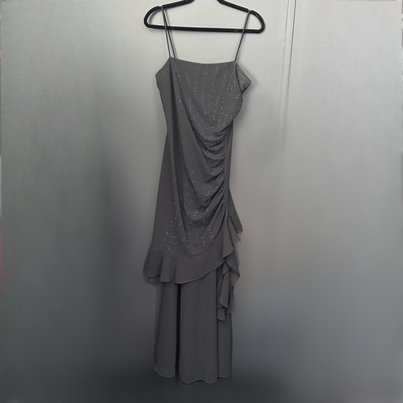 Vintage Y2k 90s Beaded Whimsigoth fairy goth maxi dress tiered hem formal large - Picture 5 of 8